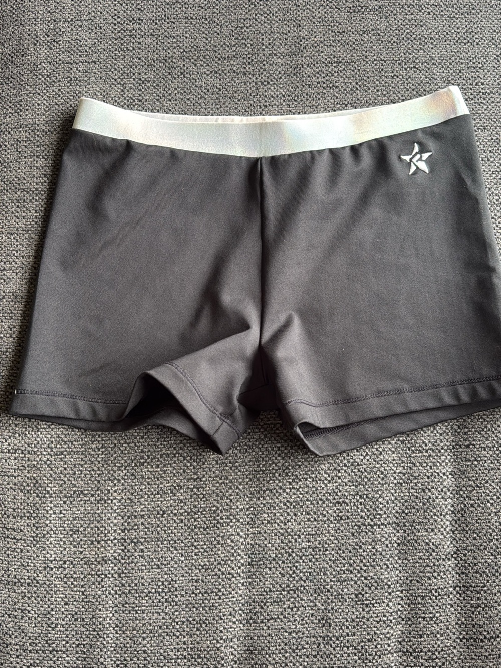 Women's Black Athletic Shorts with Silver Waistband
